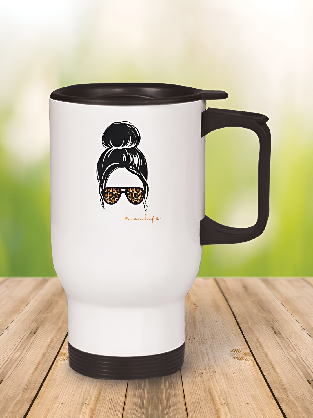 

MOTIVATE BOX White & Black Printed Stainless Steel Glossy Mug 450ml