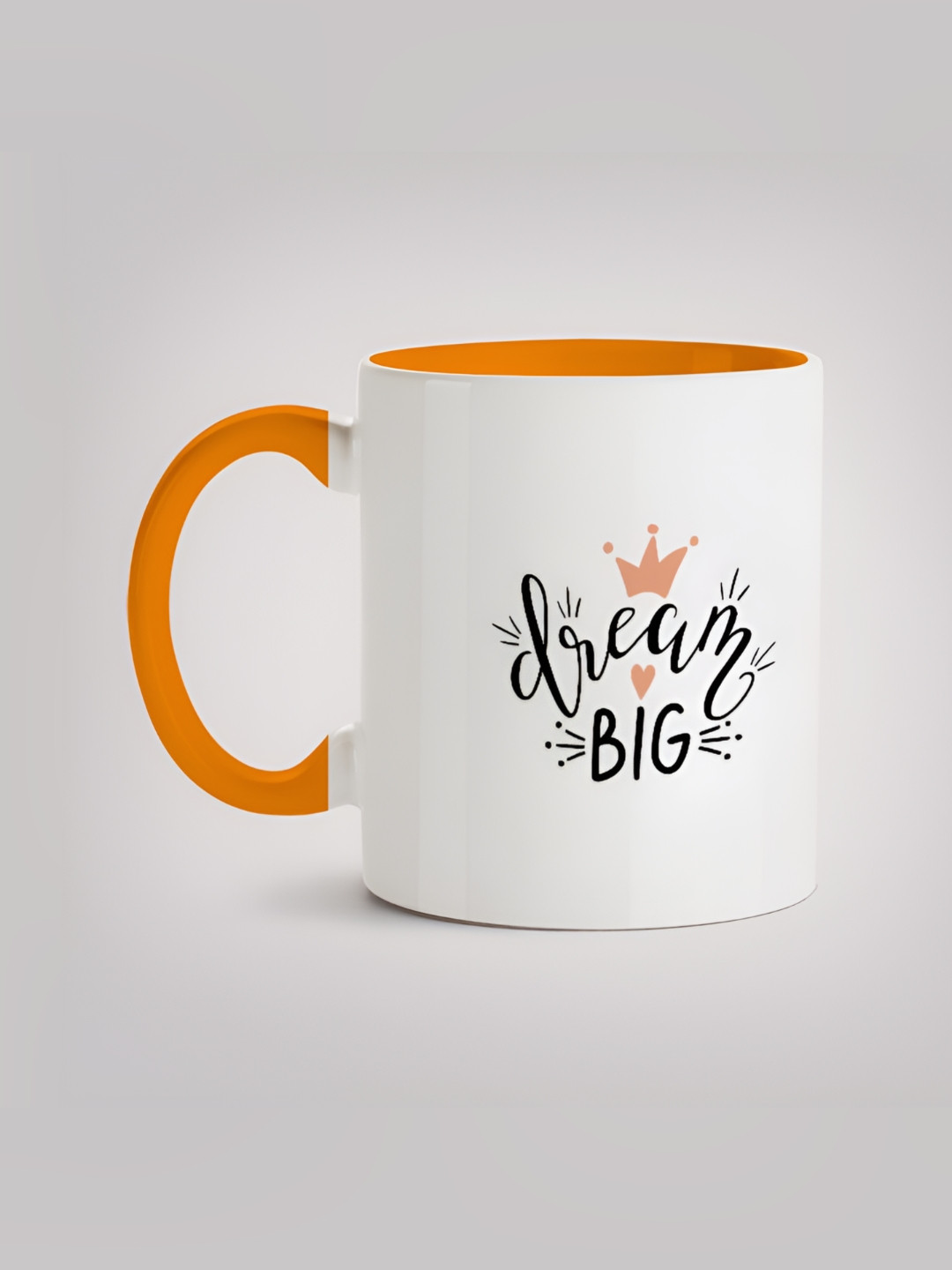 

MOTIVATE BOX White & Orange Printed Ceramic Microwave Safe Glossy Finished Mug 330 ml