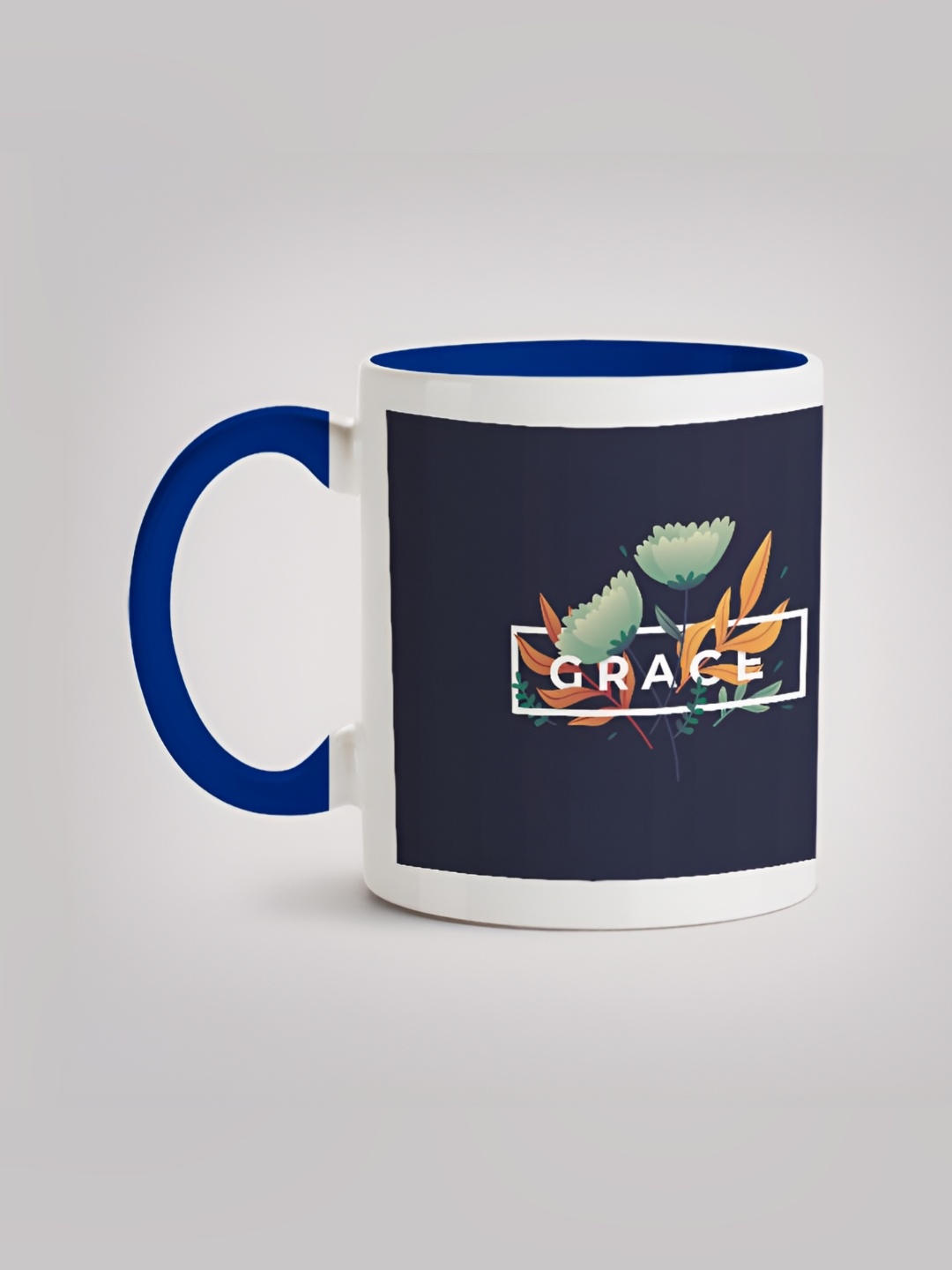 

MOTIVATE BOX White & Blue Printed Ceramic Glossy Mug 330ml