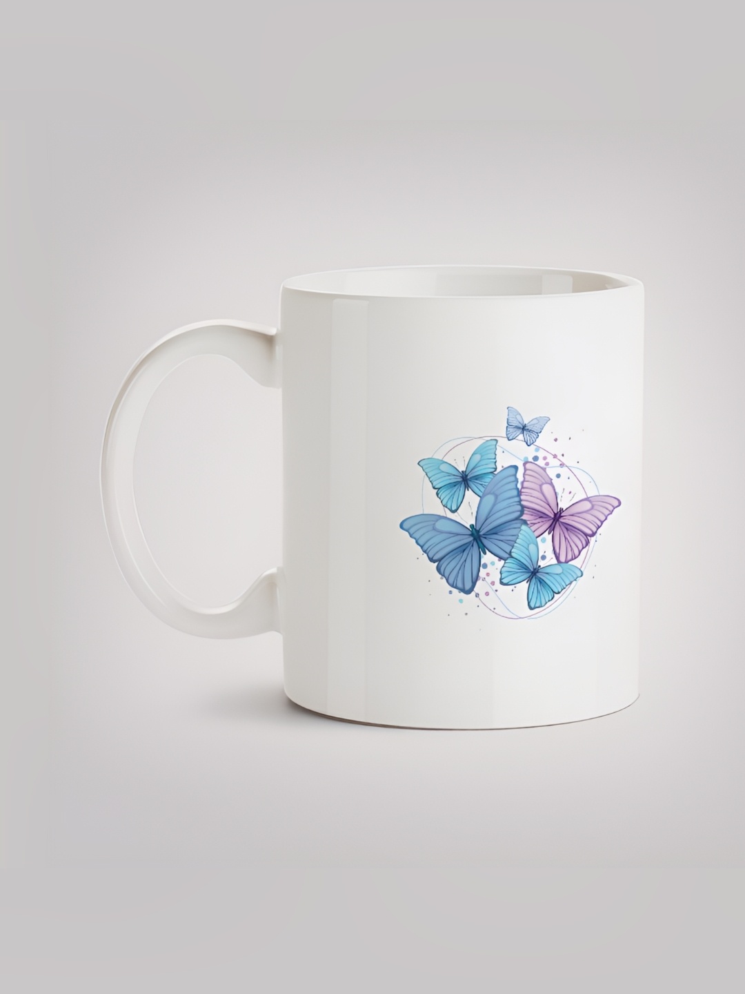 

MOTIVATE BOX White & Blue Graphic Printed Ceramic Glossy Mugs 330 ml