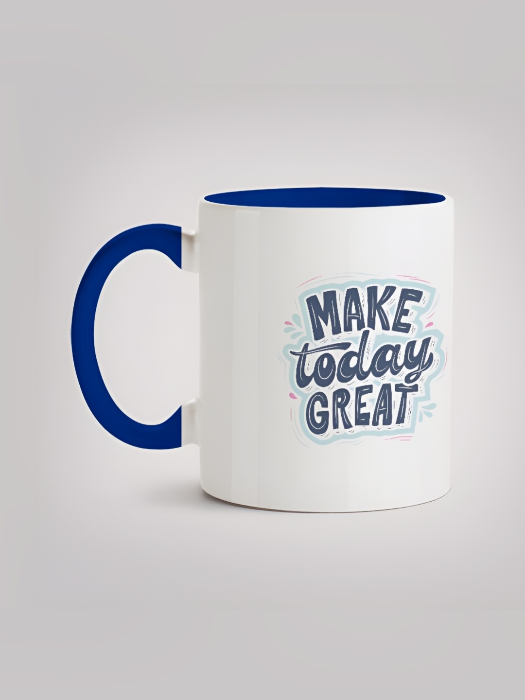 

MOTIVATE BOX White & Blue Printed Ceramic Glossy Mug 330 ml