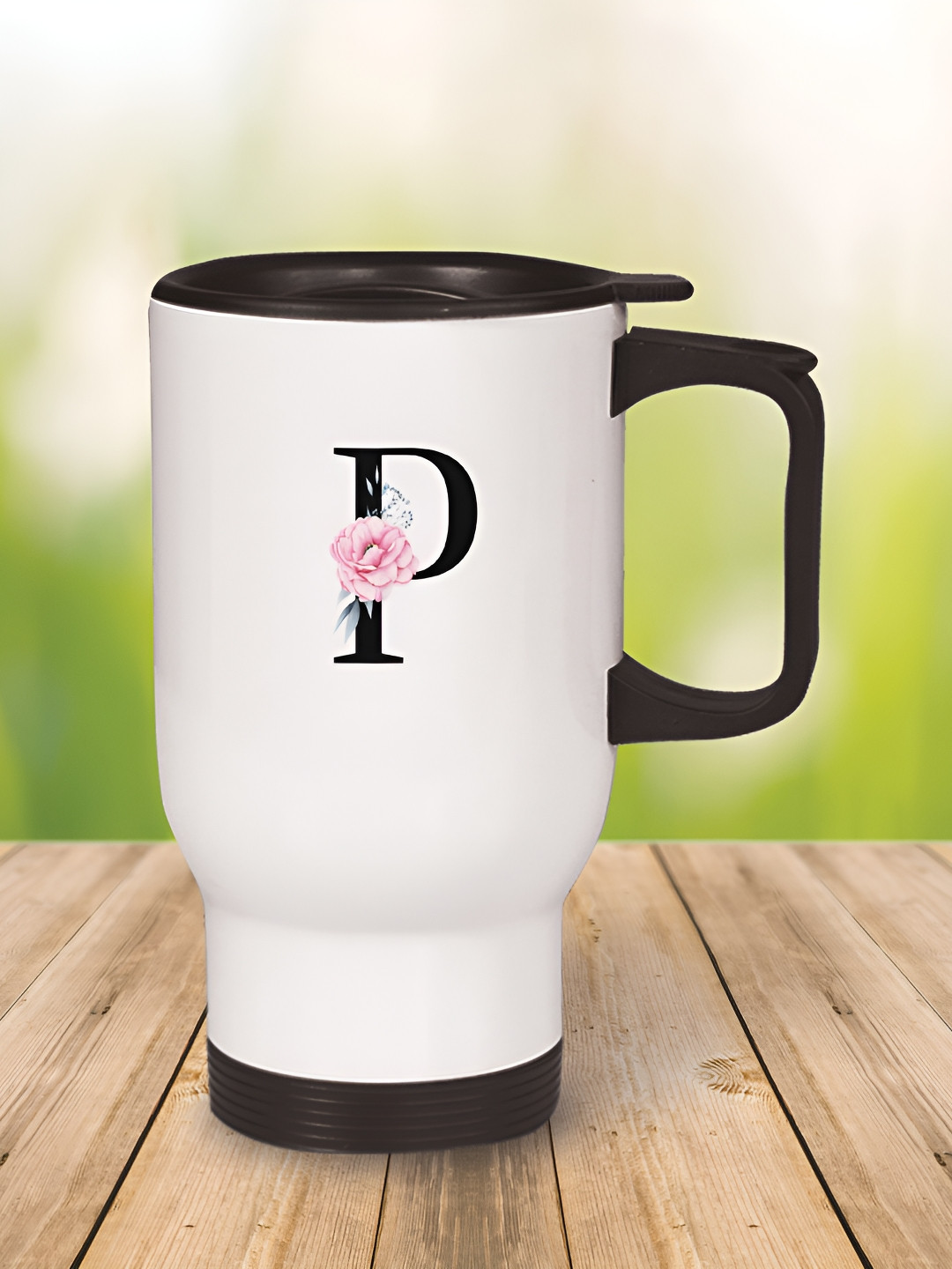 

MOTIVATE BOX White & Black Printed Stainless Steel Microwave Safe Glossy Mugs 450 ml