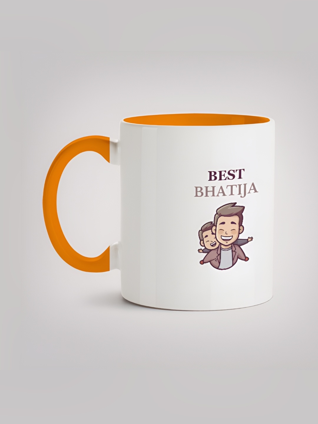 

MOTIVATE BOX White & Orange Printed Ceramic Glossy Mugs 330 ml