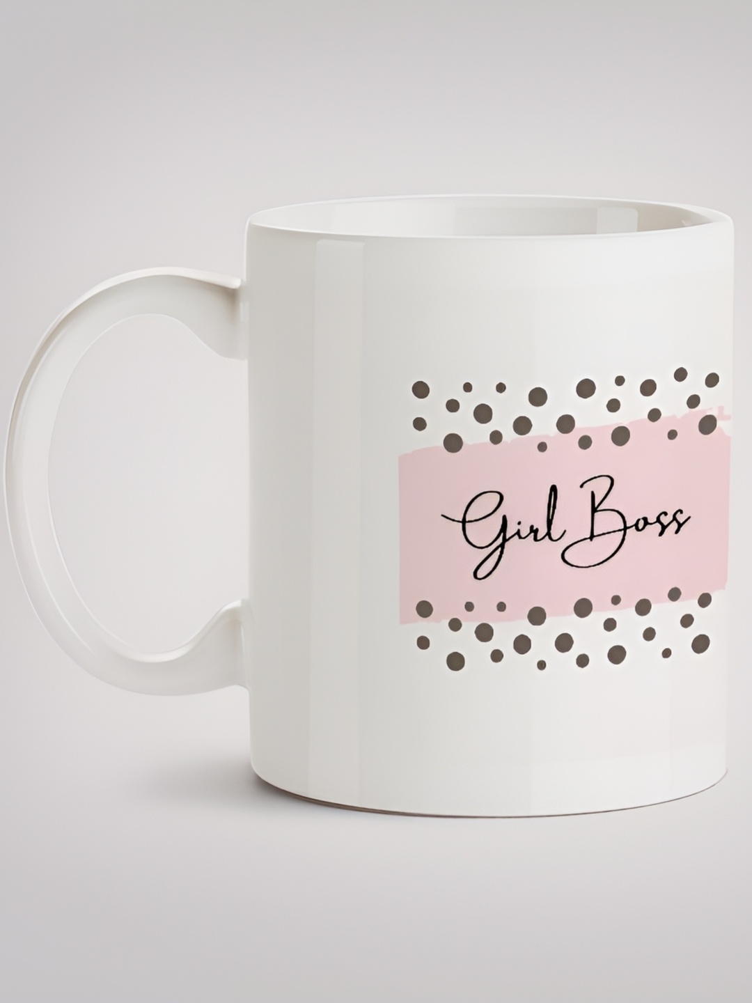 

MOTIVATE BOX White & Pink Printed Ceramic Microwave Safe Glossy Finished Mug 330 ml