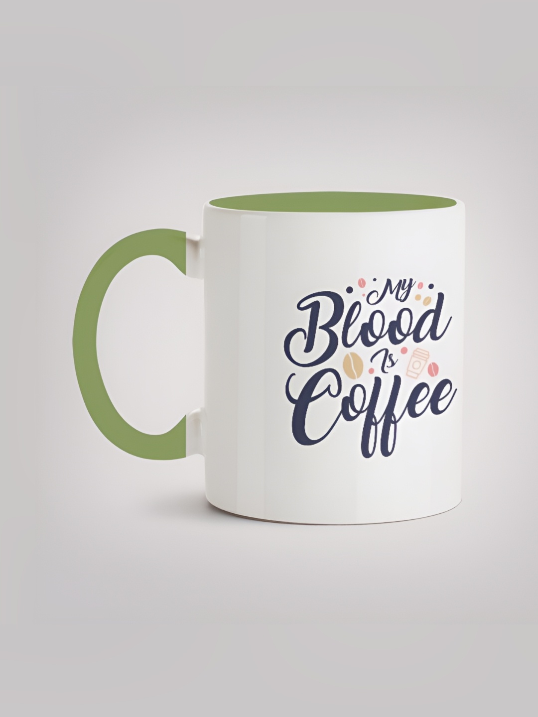 

MOTIVATE BOX White & Green Printed Ceramic Glossy Mugs 330 ml