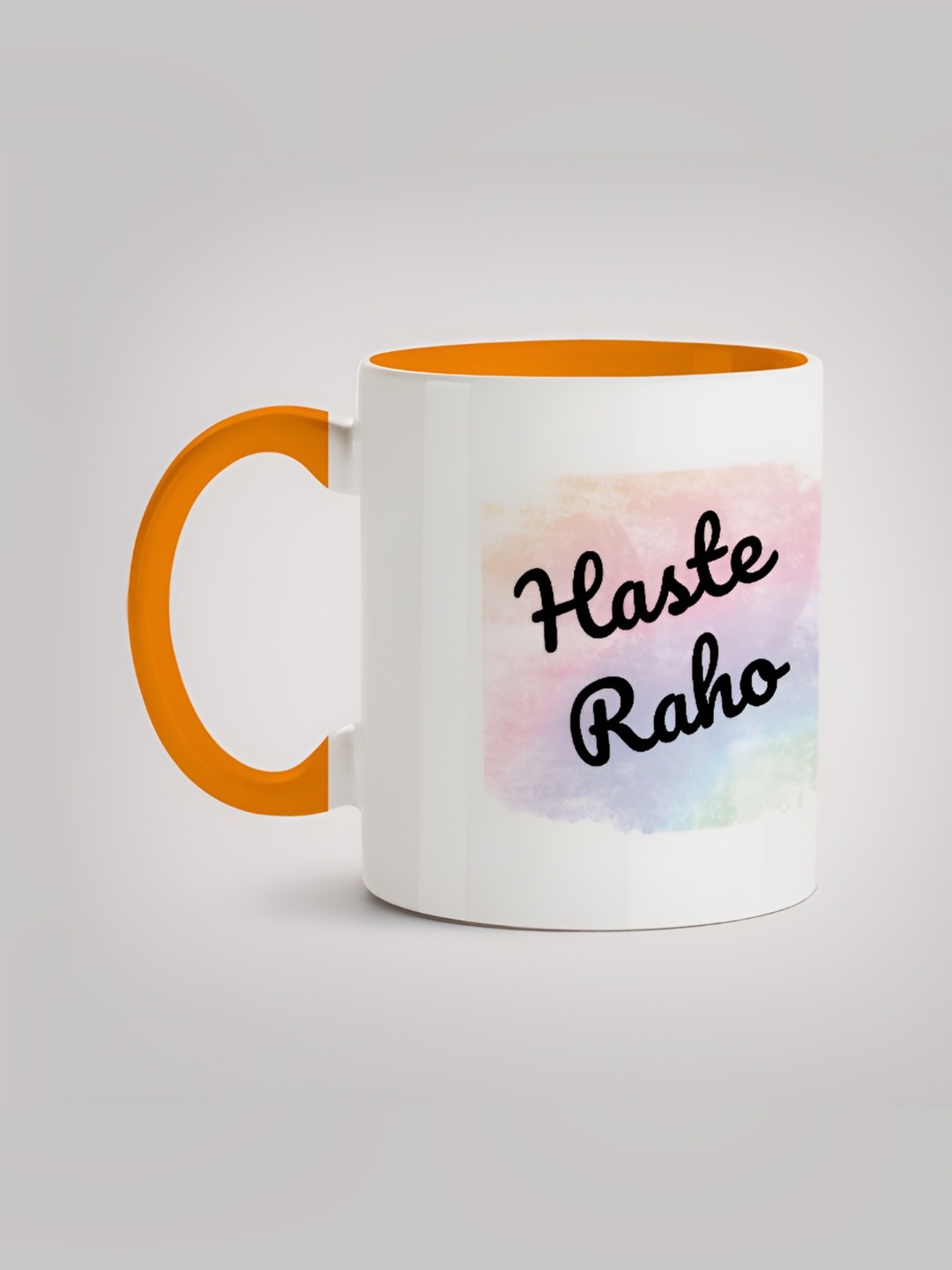 

MOTIVATE BOX White & Orange Text or Slogans Printed Ceramic Glossy Mugs 330 ml