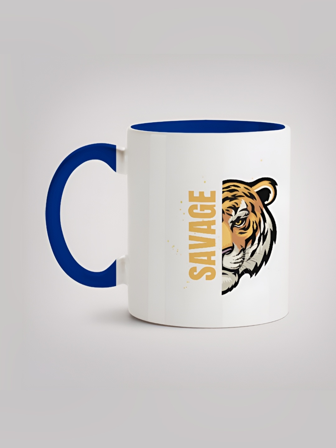 

MOTIVATE BOX White & Blue Printed Ceramic Glossy Mug 330 ml
