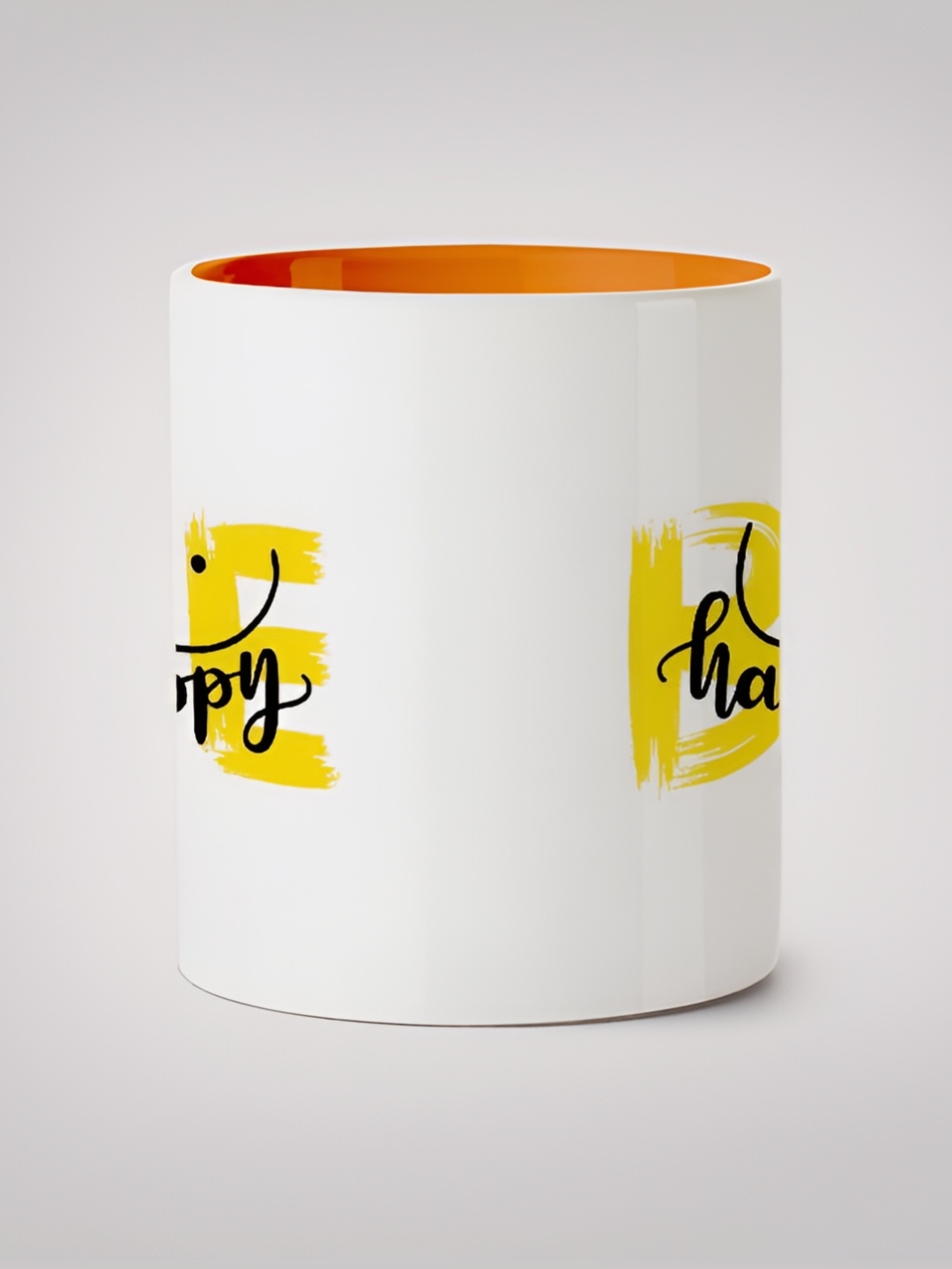 

MOTIVATE BOX White & Orange Printed Ceramic Glossy Mug 330 ml