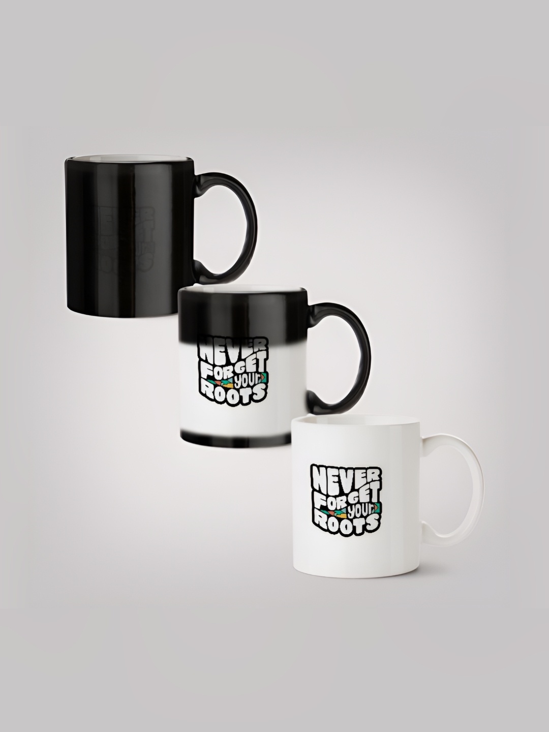 

MOTIVATE BOX White & Black Printed Glossy Ceramic Mugs 330 ml