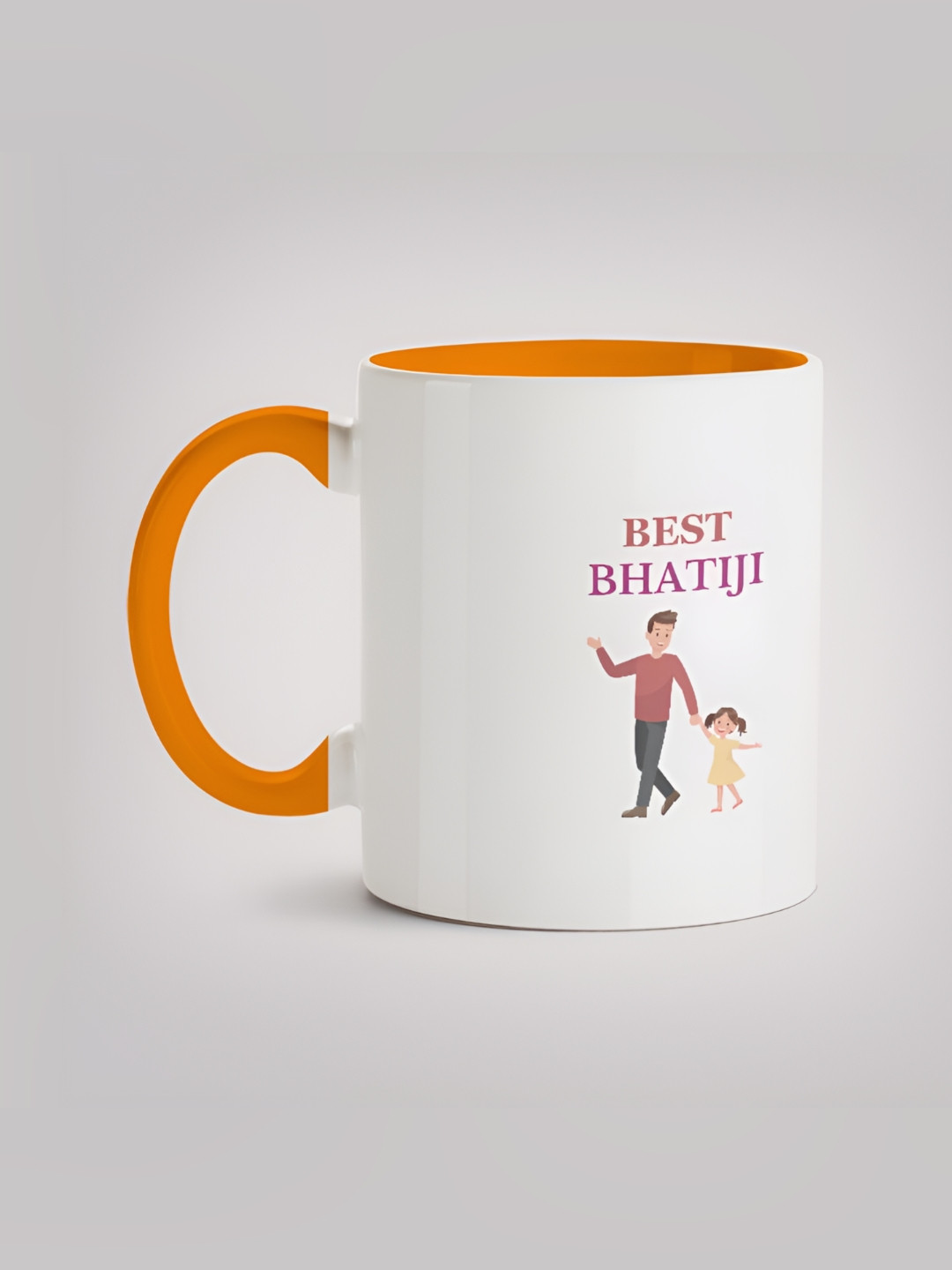 

MOTIVATE BOX White & Orange Printed Glossy Ceramic Mugs 330 ml