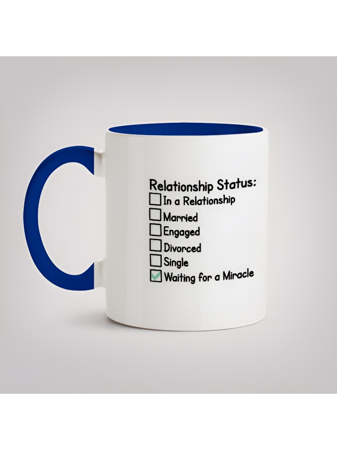 

MOTIVATE BOX White & Blue Printed Ceramic Glossy Mug 330 ml