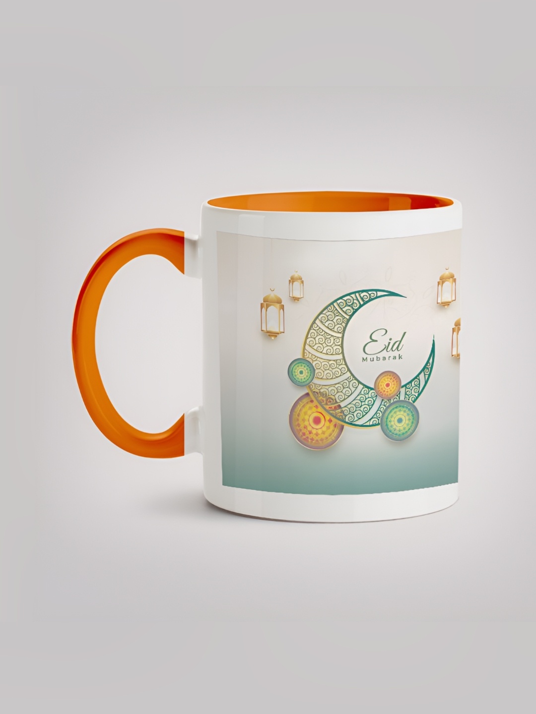

MOTIVATE BOX White & Orange Printed Glossy Ceramic Mugs 330 ml