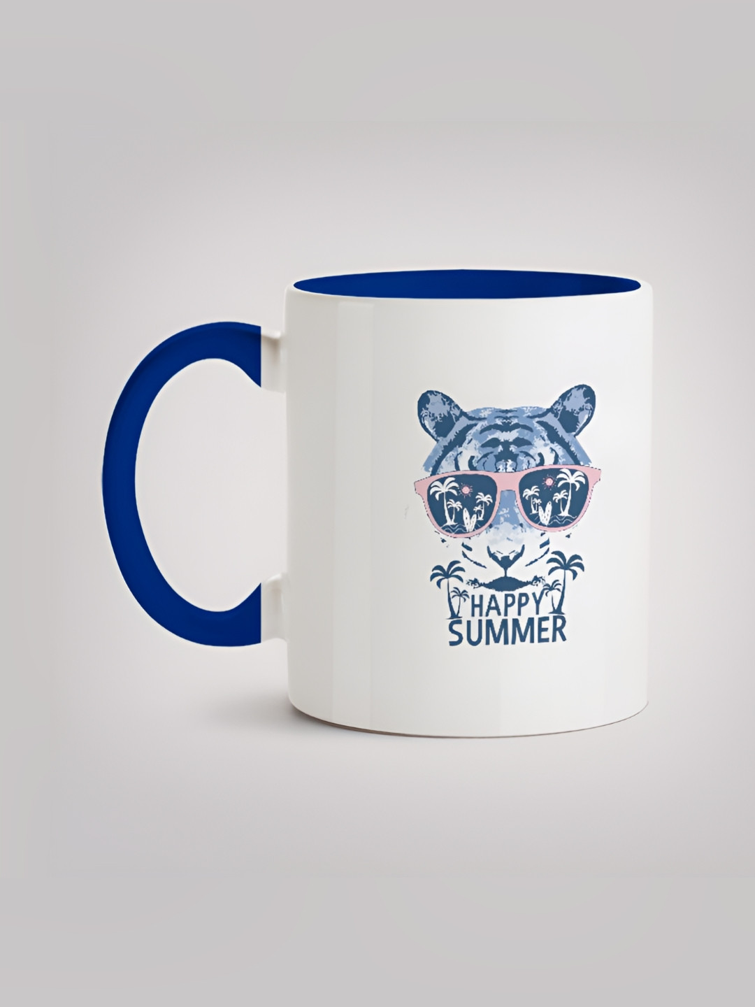 

MOTIVATE BOX White & Blue Printed Glossy Ceramic Mugs 330 ml