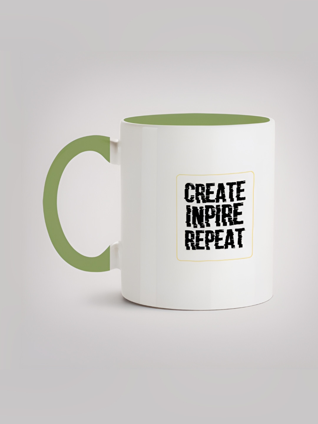 

MOTIVATE BOX White & Green Printed Ceramic Glossy Mug 330 ml