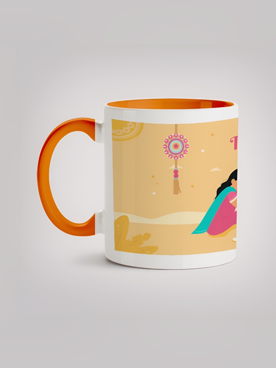 

MOTIVATE BOX White & Orange Printed Ceramic Glossy Mug 330 ml