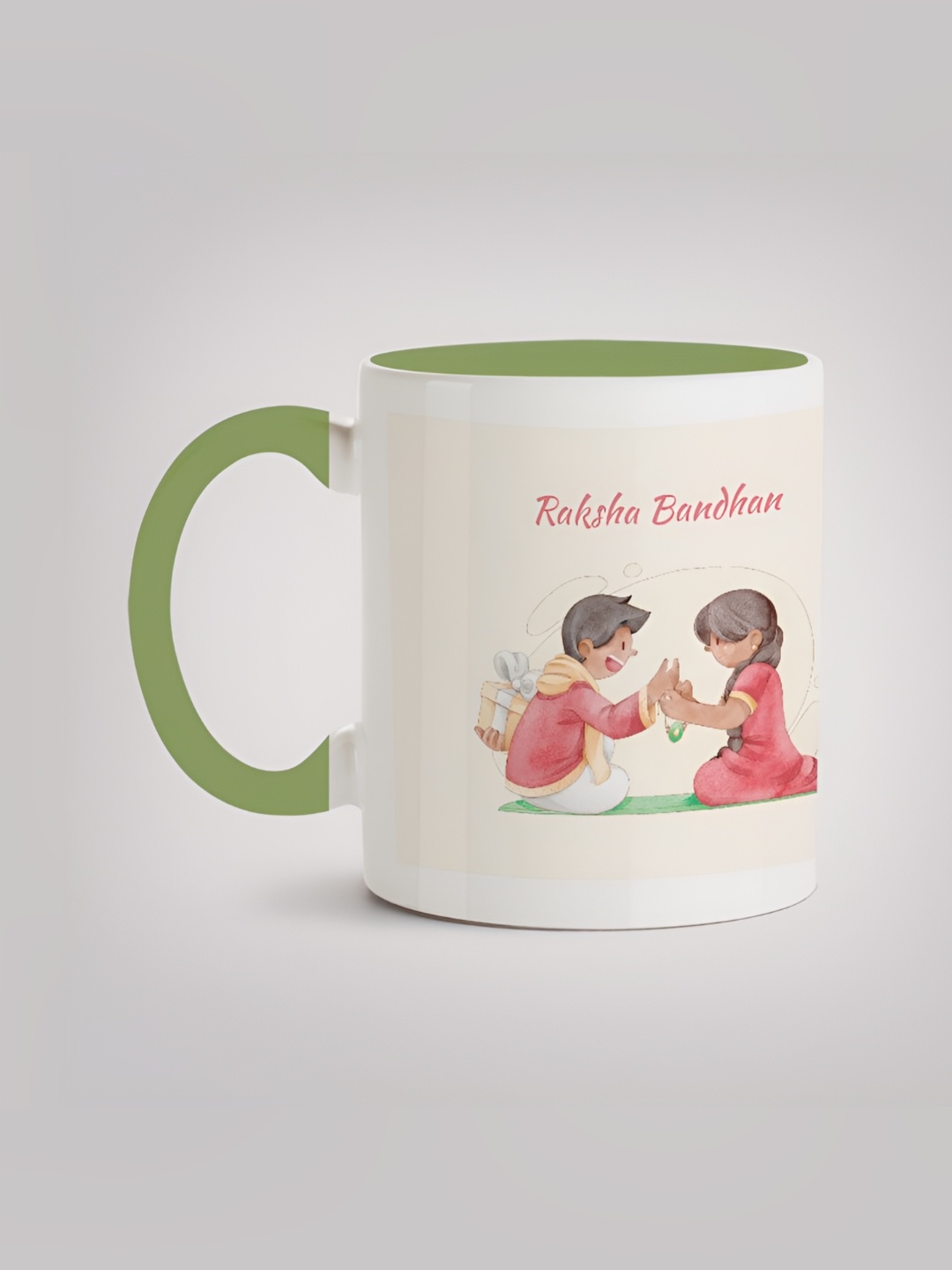 

MOTIVATE BOX White & Green Printed Ceramic Glossy Mugs 330 ml