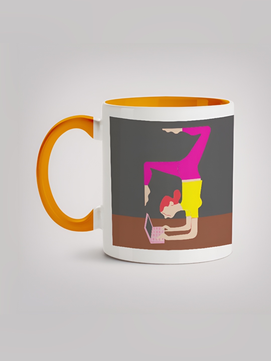 

MOTIVATE BOX Orange & Grey Printed Glossy Ceramic Mugs 330 ml