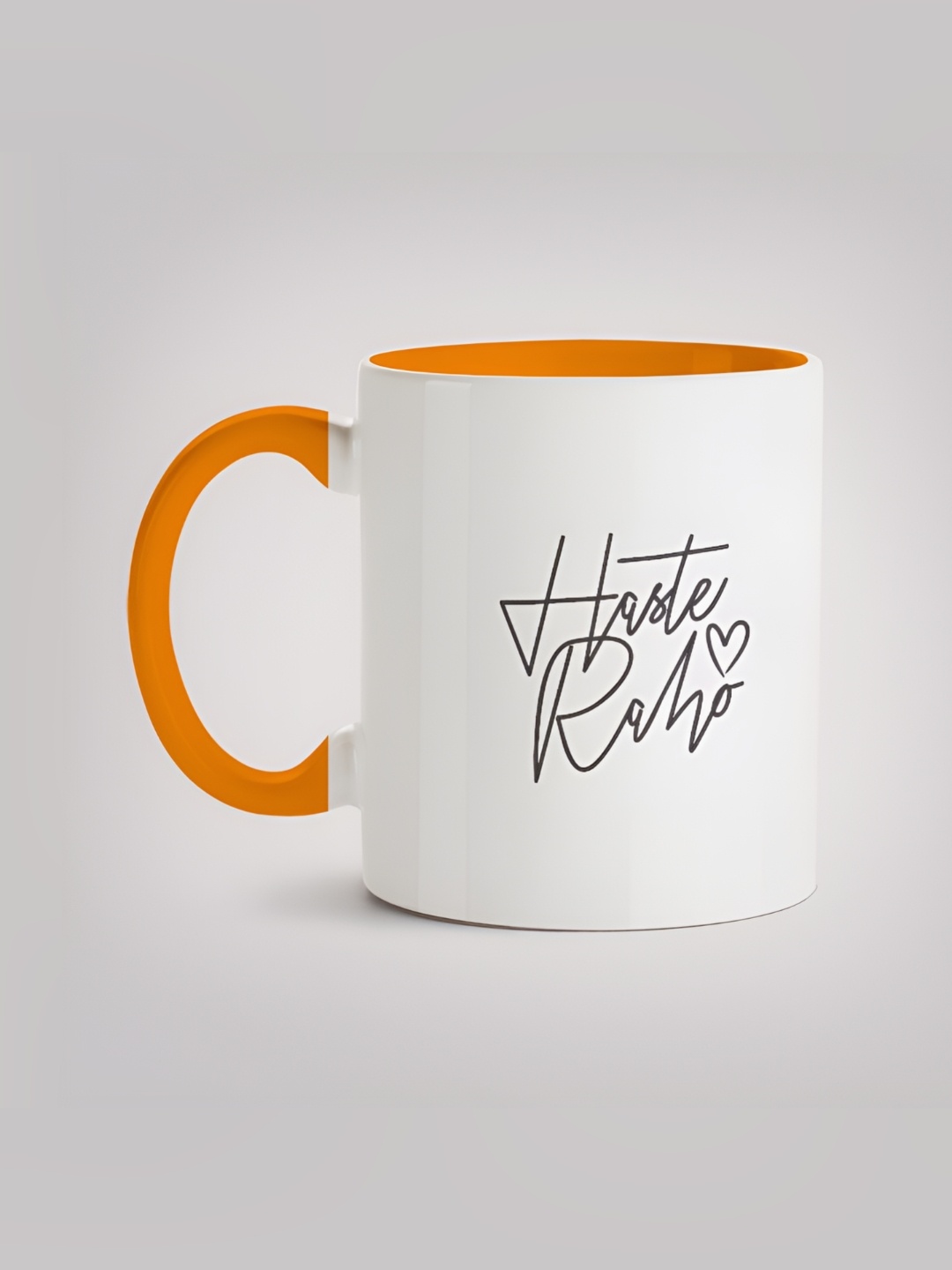 

MOTIVATE BOX White & Orange Typography Printed Microwave Safe Ceramic Mug 330 ml