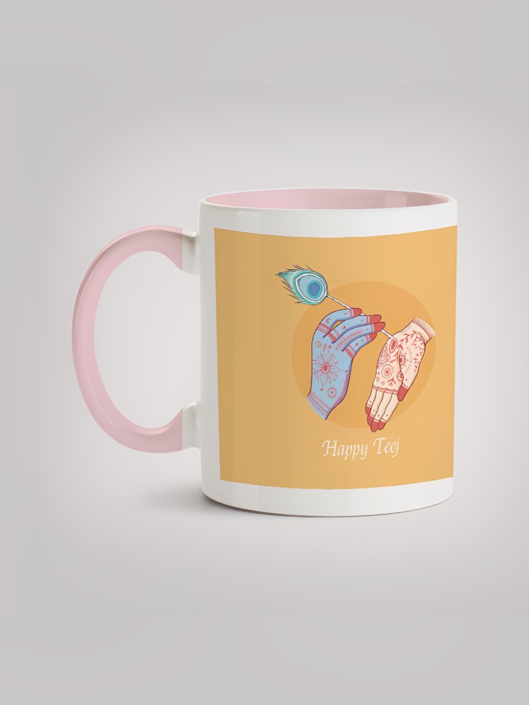 

MOTIVATE BOX Yellow & Pink Printed Glossy Ceramic Mugs 330 ml