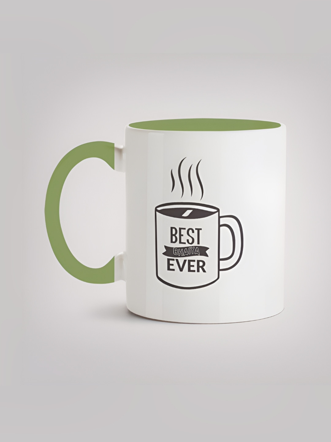 

MOTIVATE BOX White & Green Printed Ceramic Glossy Mugs 330 ml