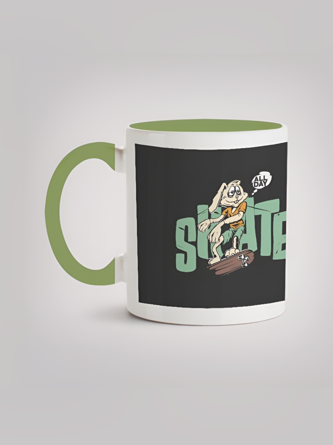 

MOTIVATE BOX Black & Green Printed Ceramic Glossy Mugs 330 ml