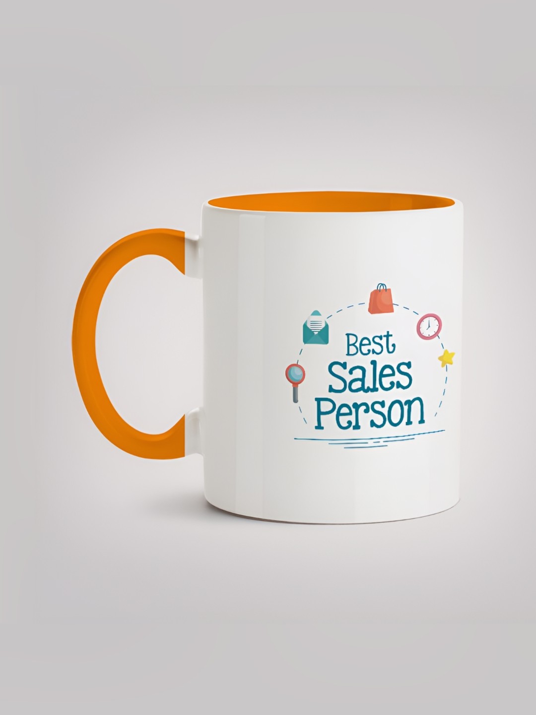 

MOTIVATE BOX White & Blue Printed Glossy Ceramic Mugs 330 ml