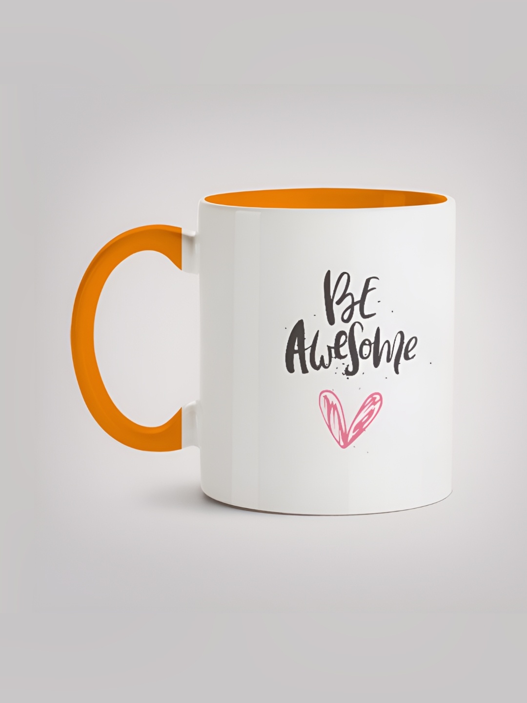 

MOTIVATE BOX White & Orange Ceramic Printed Mugs 330 ml, Black
