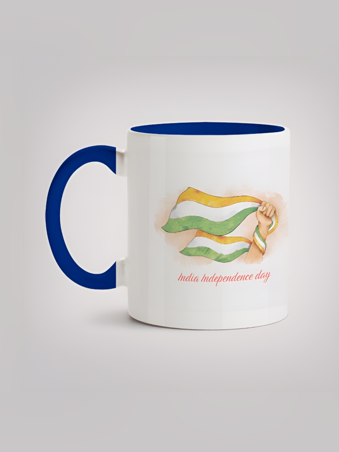

MOTIVATE BOX White & Blue Printed Ceramic Glossy Mugs 330 ml