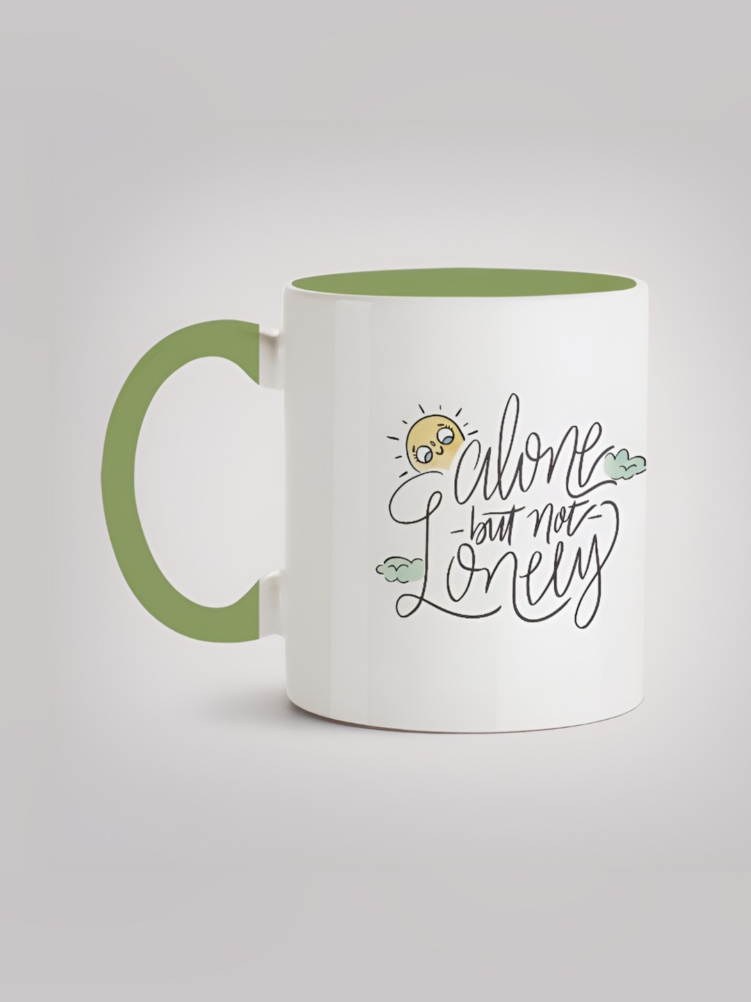 

MOTIVATE BOX White & Green Printed Ceramic Glossy Mugs 330 ml