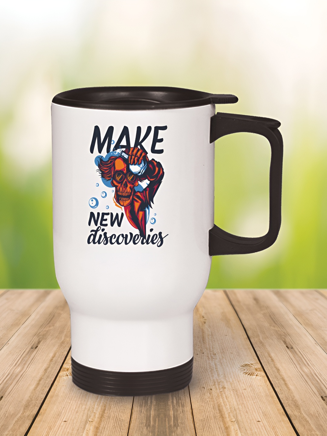 

MOTIVATE BOX White & Black Printed Glossy Stainless Steel Mugs 450 ml