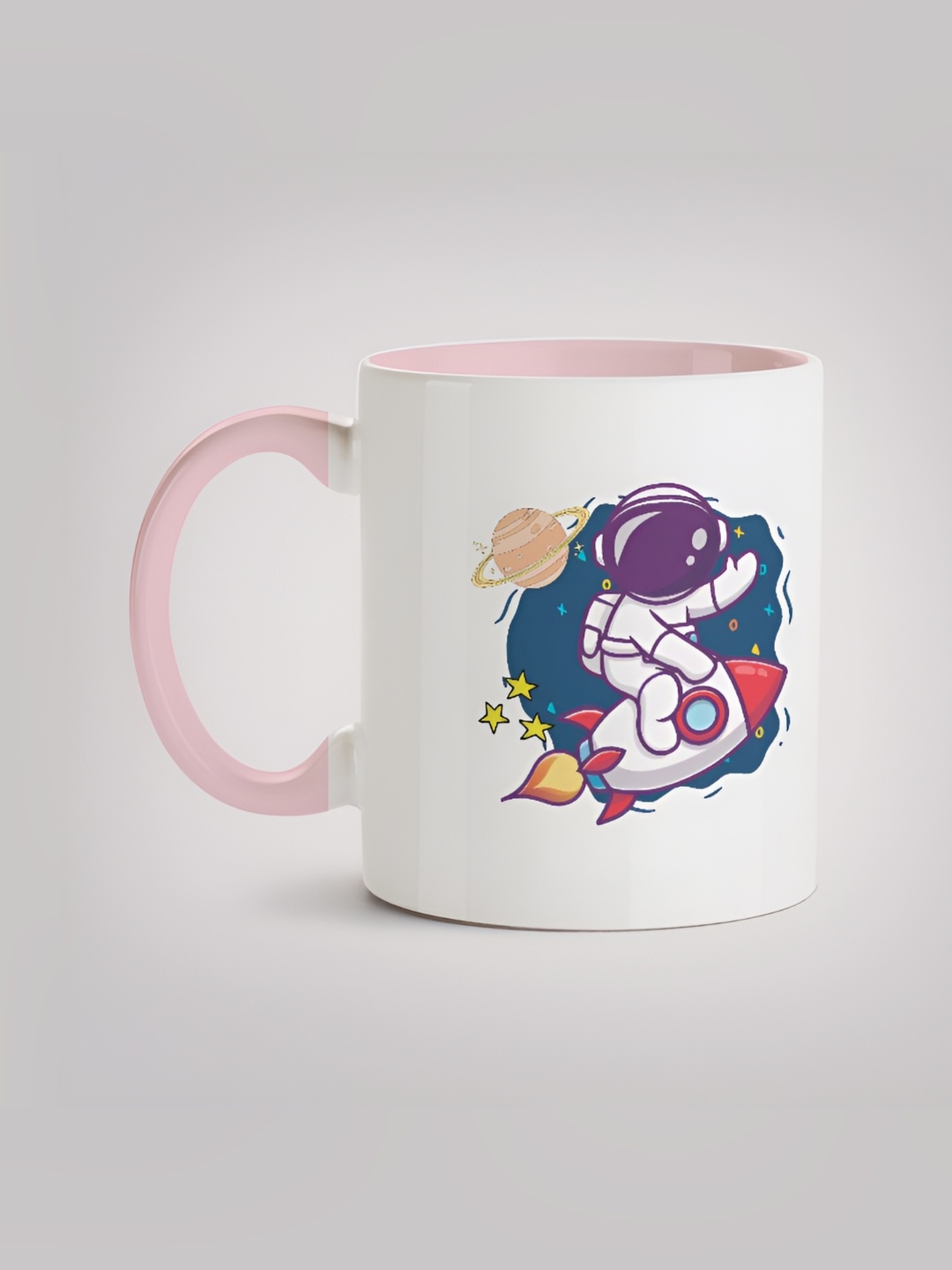 

MOTIVATE BOX White & Pink Ceramic Printed Mugs 330 ml