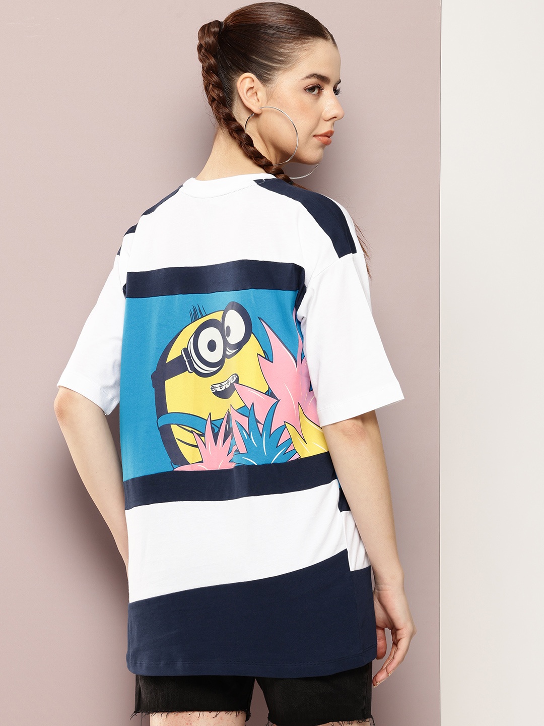 

Kook N Keech Minions Colourblocked Drop-Shoulder Sleeves Pure Cotton T-shirt, White