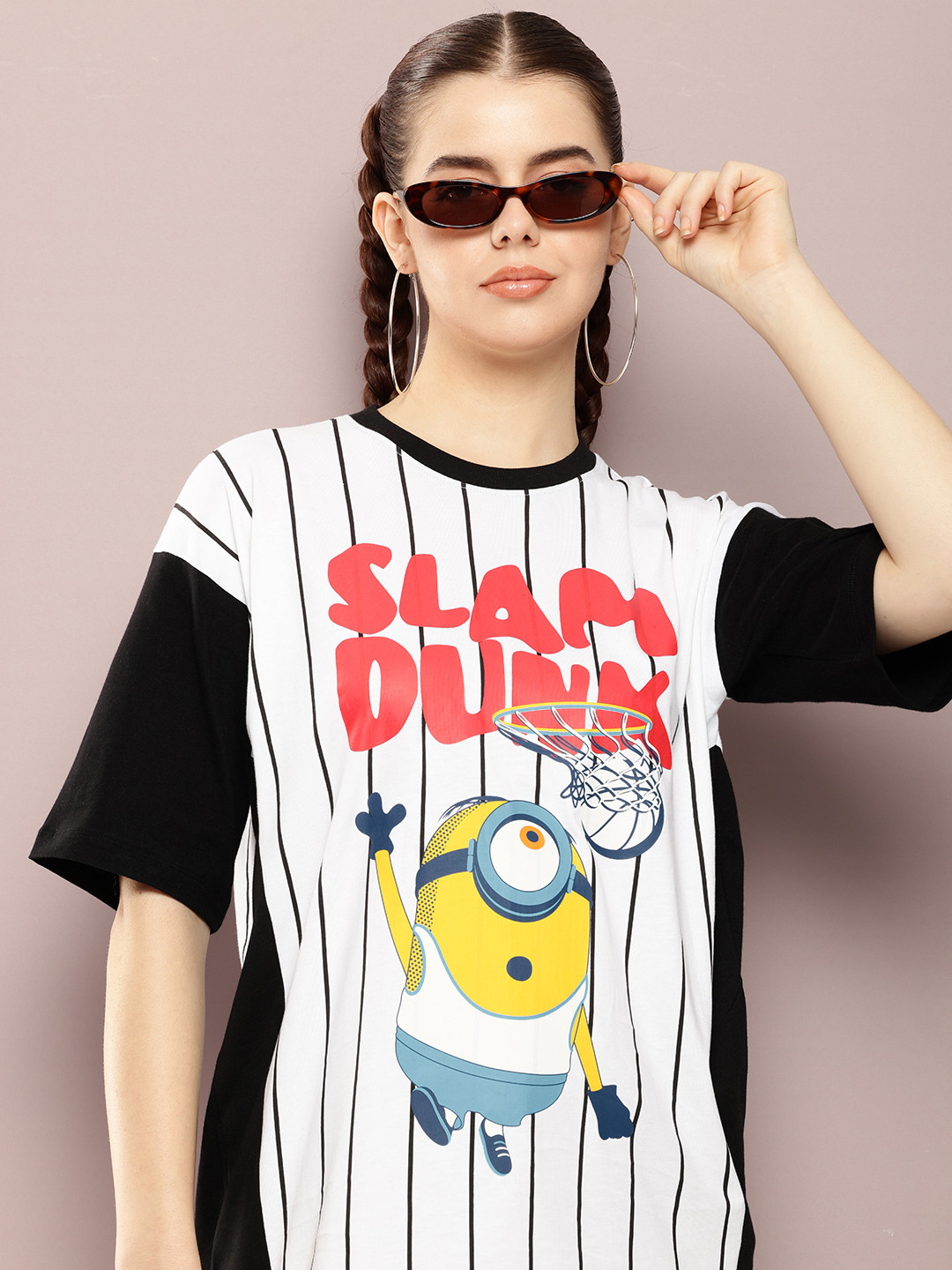 

Kook N Keech Minions Striped Drop-Shoulder Sleeves Pure Cotton T-shirt, White