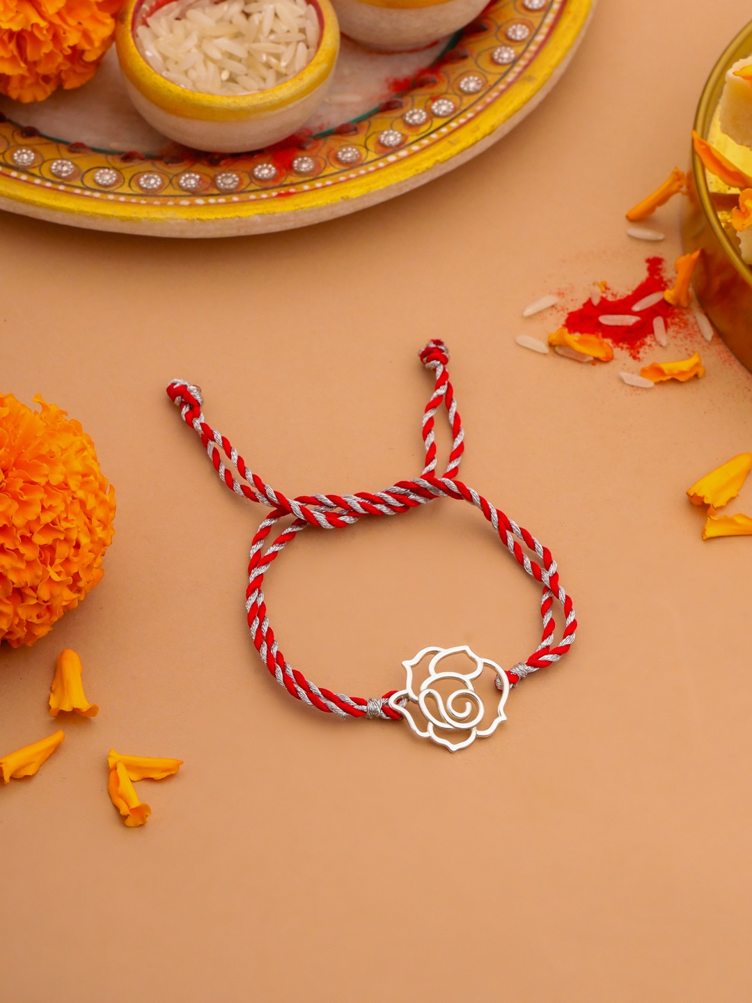 

Kicky And Perky Women 925 Sterling Silver Floral Rakhi