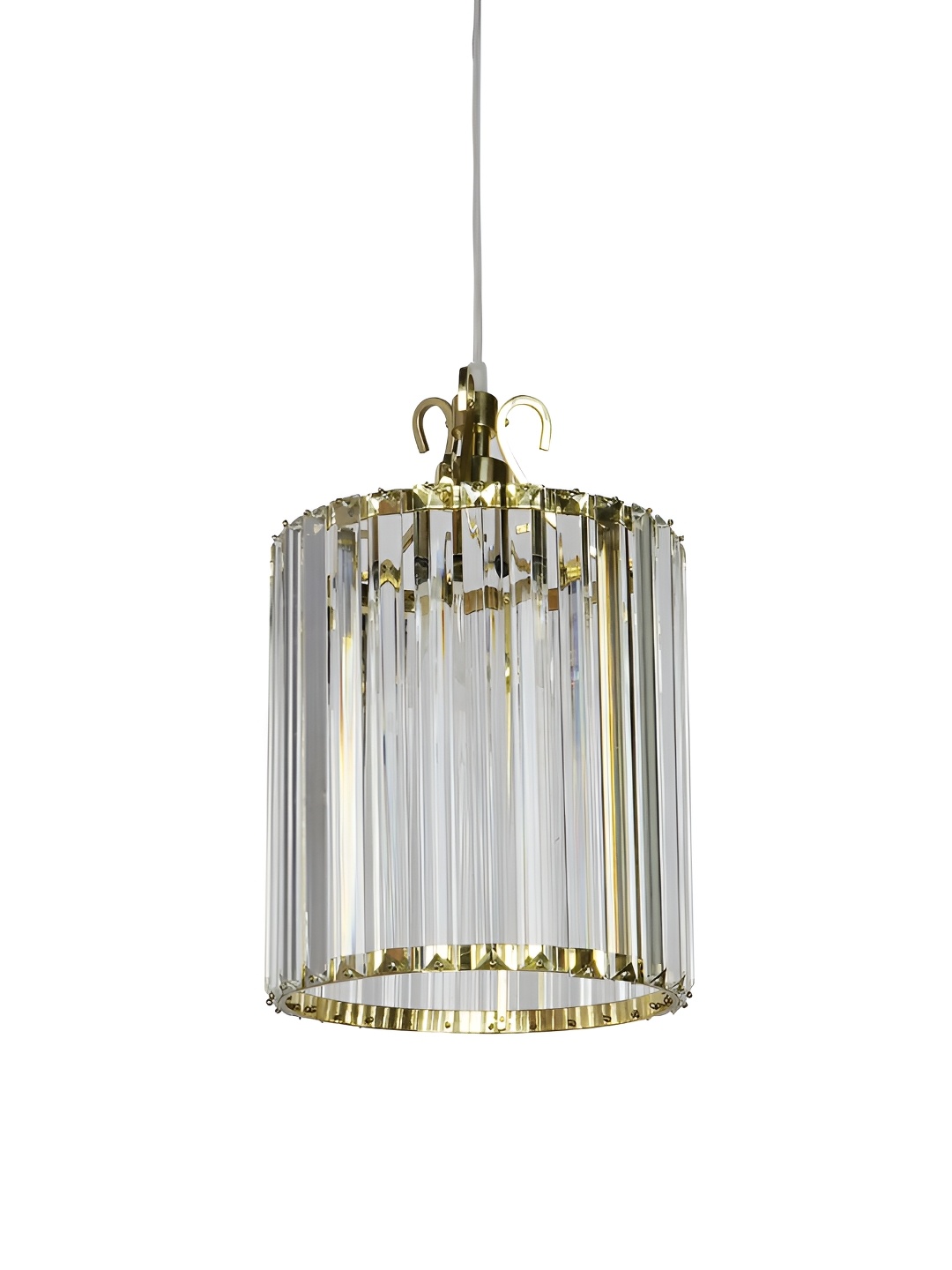 

Fos Lighting Beige & Transparent Crystal Cylinder Shaped Metal Ceiling Lamp
