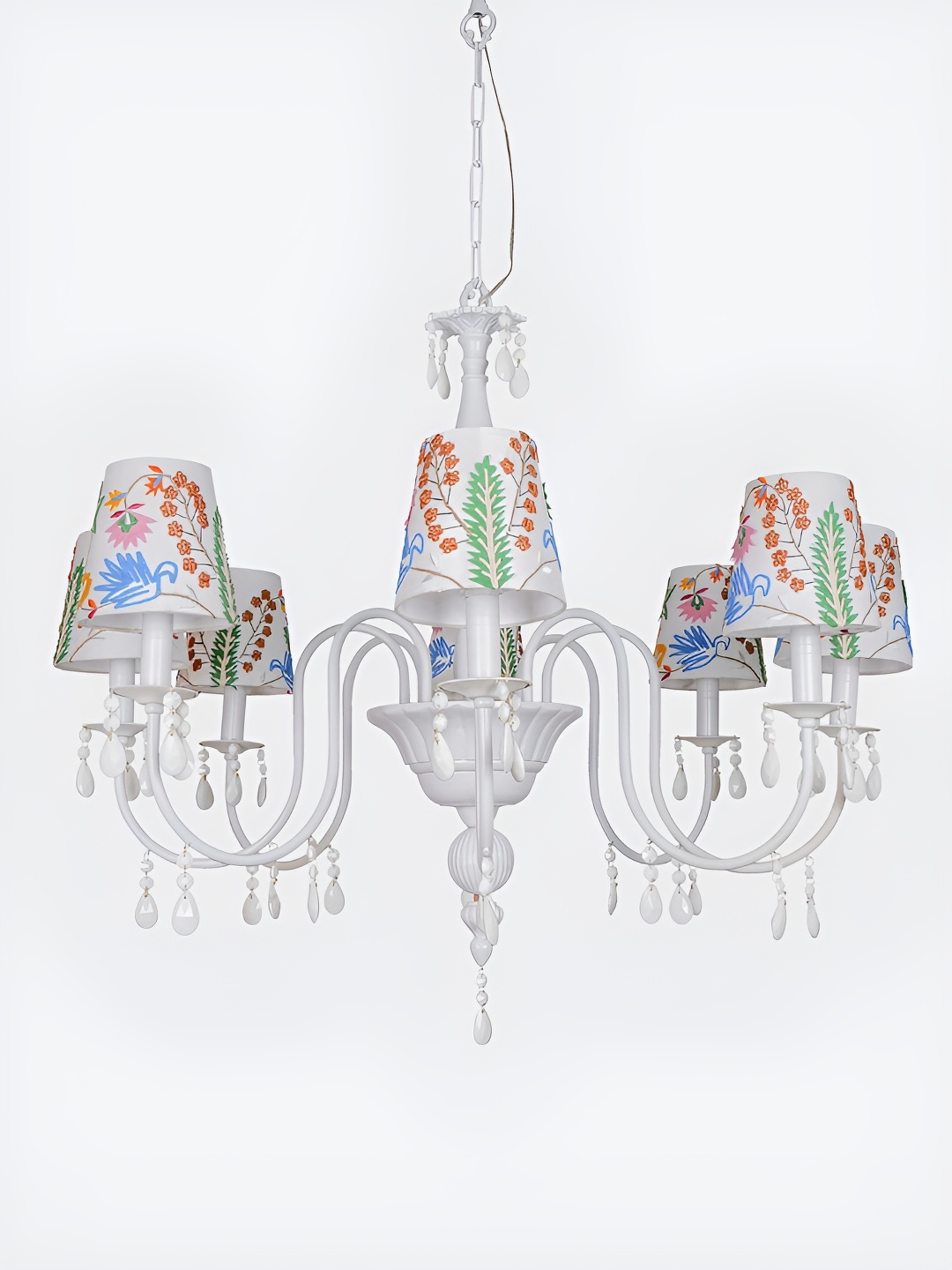 

Fos Lighting White & Blue Printed Abstract Shaped Contemporary Wooden Ceiling Lamp