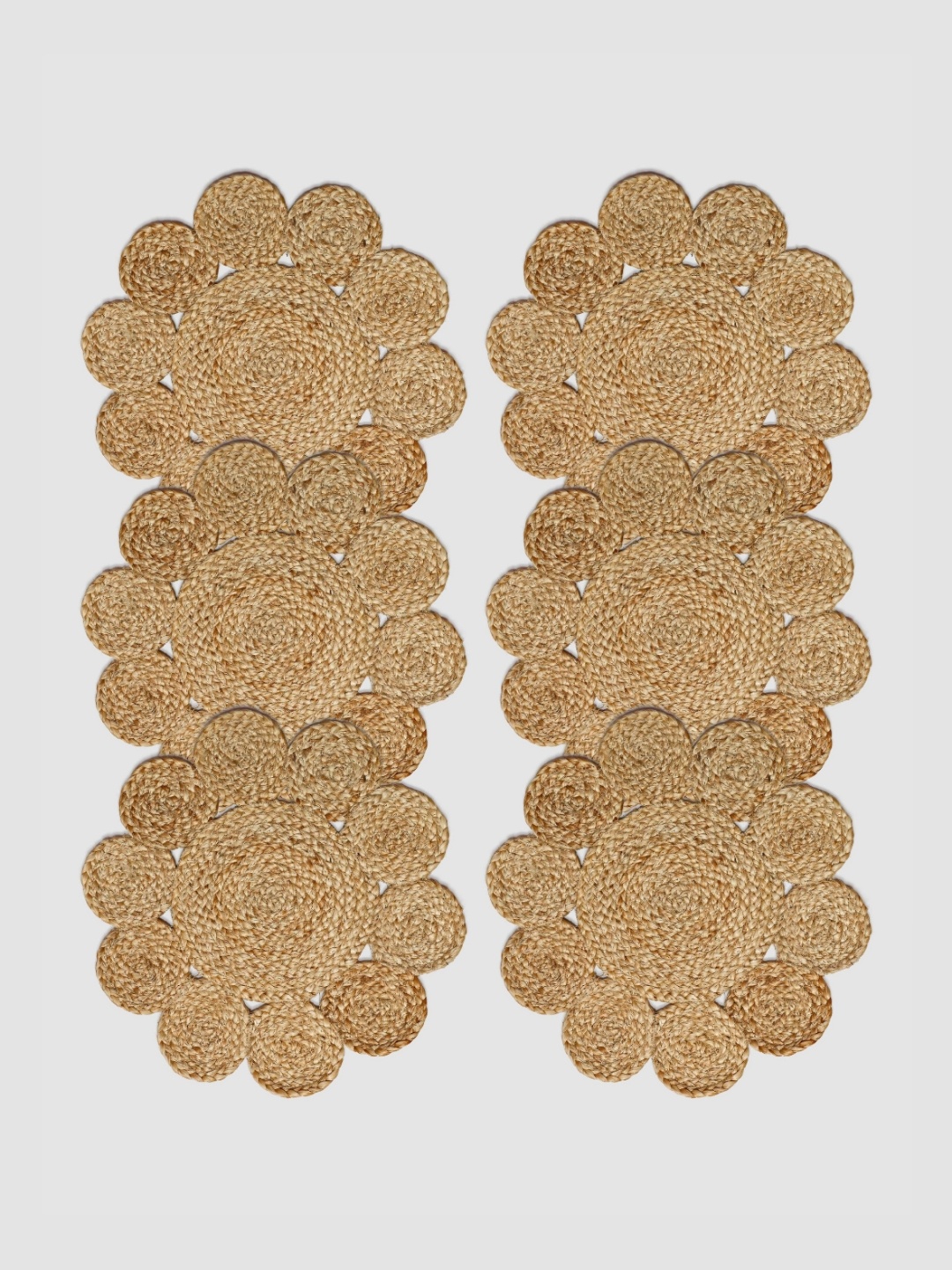 

PAROKSH Brown 6 Pieces Textured Jute Table Placemats