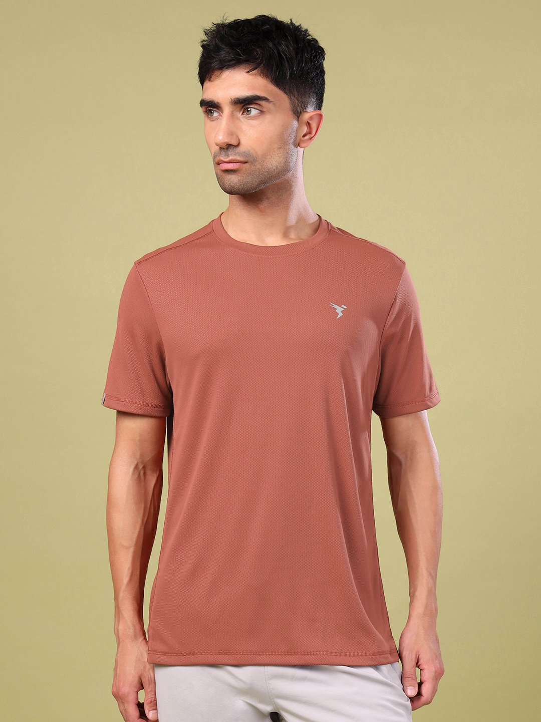 

Technosport Round Neck Short Sleeves UPF50 Sun Protection Slim Fit Sports Tshirt, Rust
