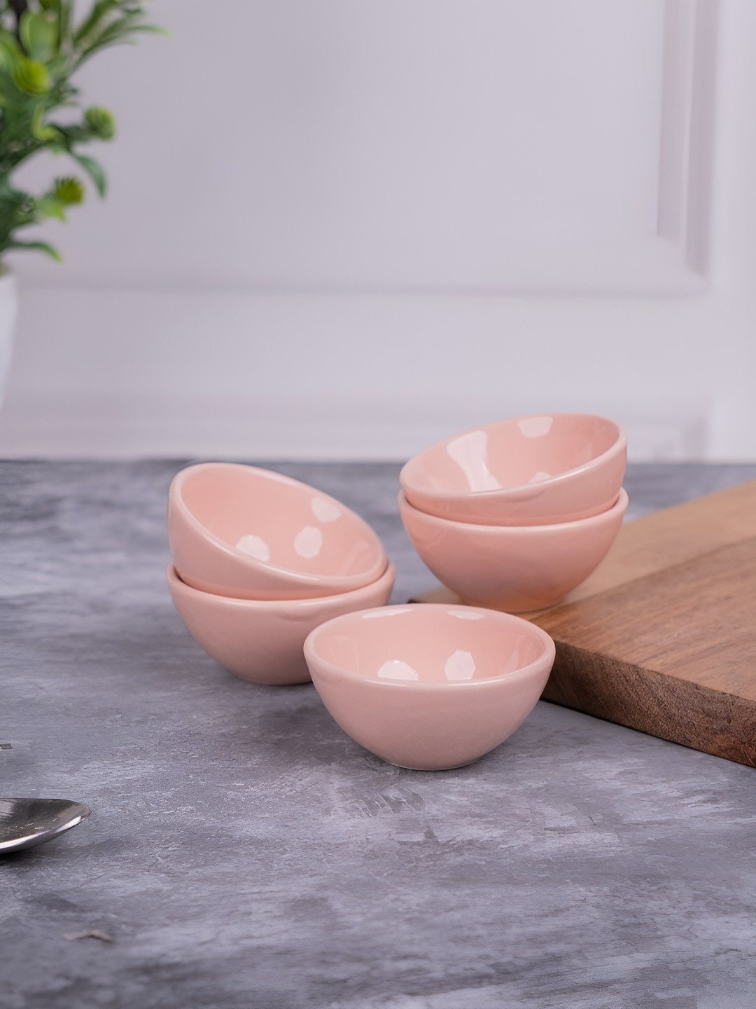 

Aura Bloom Pink 5 Pieces Ceramic Glossy Finished Dip Bowls 50 ml Each