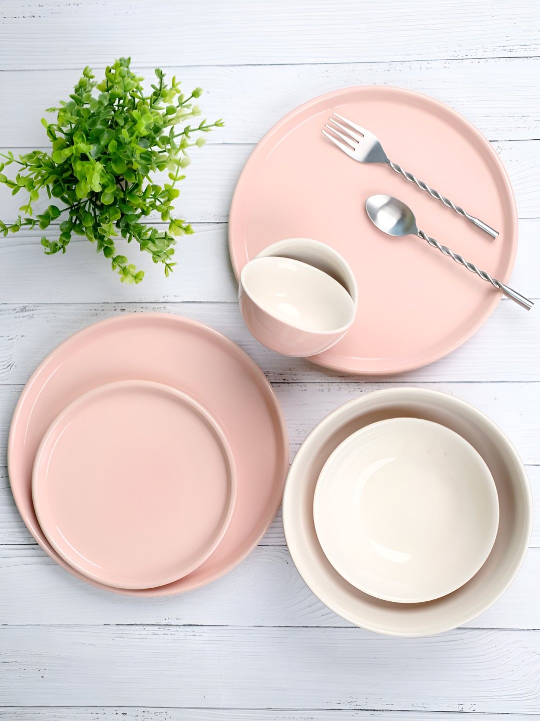 

Aura 14-Pcs Pink Ceramic Glossy Dinner Set