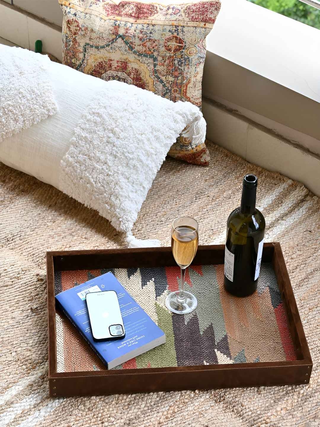 

Art Avenue Brown & Green Printed Wooden Rectangle Serving Tray