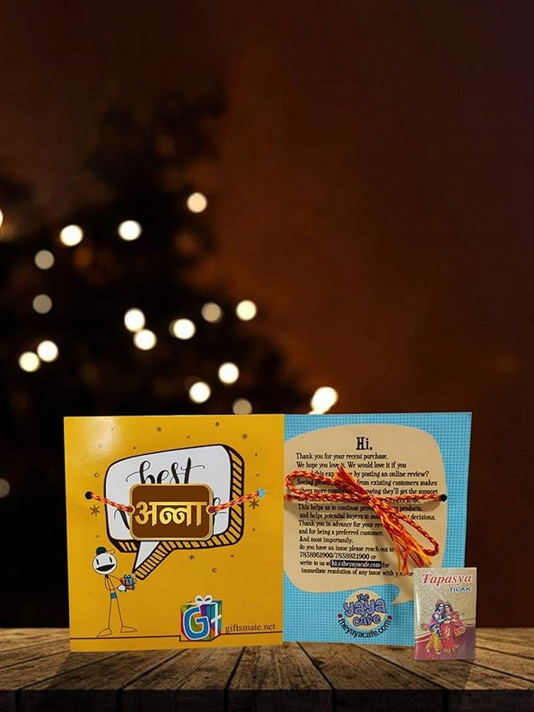 

THEYAYACAFE Boys Thread Rakhi With Roli, Brown