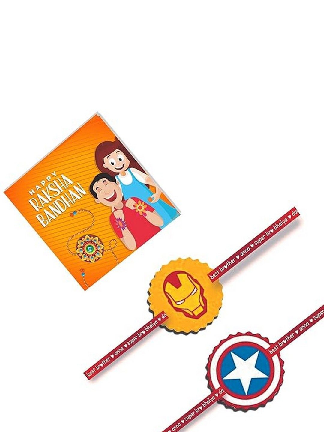 

THEYAYACAFE Boys Set Of 2 Thread Rakhi with Roli Tika, Yellow