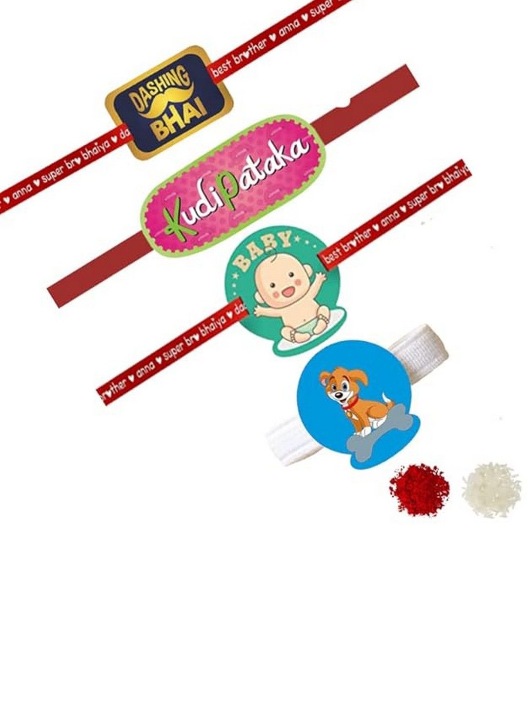 

THEYAYACAFE Set of 4 Family Acrylic Rakhis, Red