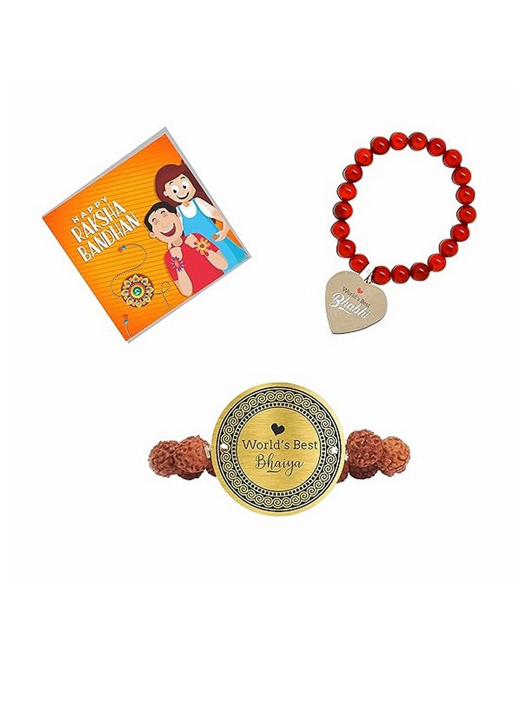 

THEYAYACAFE Kids Set Of 2 Elasticated Rakhi With Roli, Brown