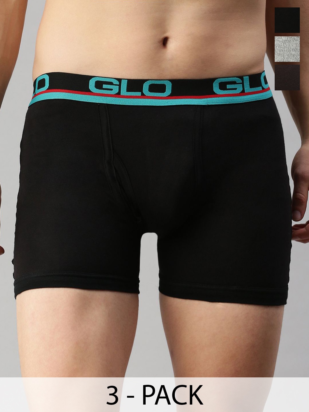 

Lux Cozi Pack Of 3 Pure Cotton Assorted Long Trunks COZI_GLO_INTLCK_ASST4_3PC, Grey