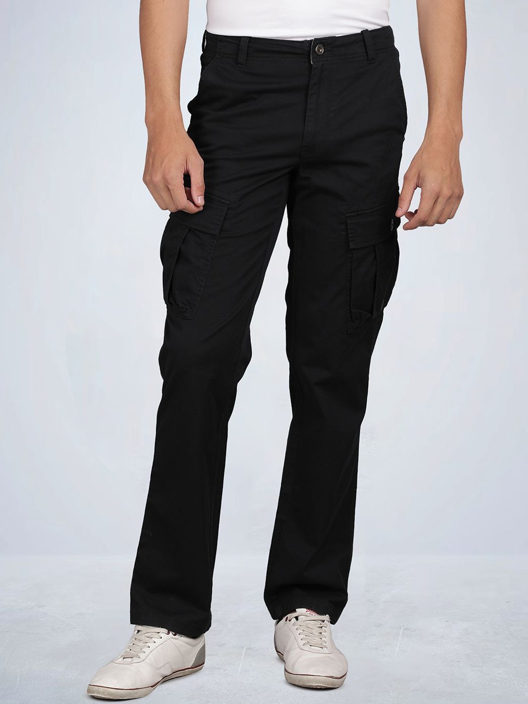 

t-base Men Regular Fit Cargos Trousers, Black