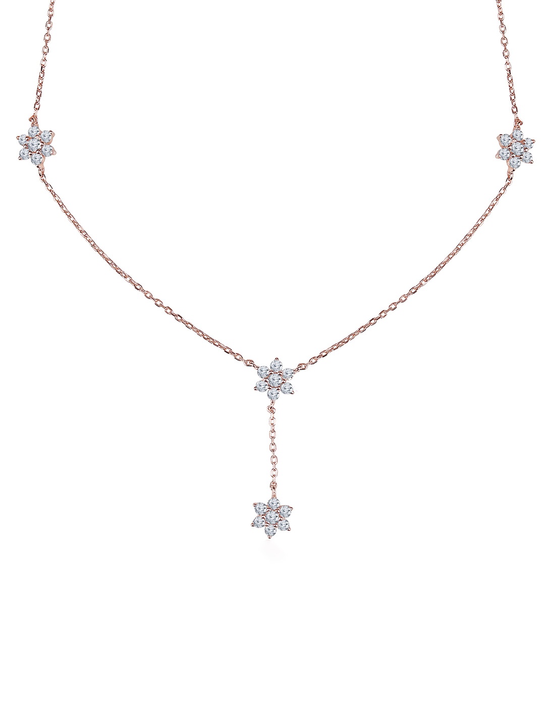 

JUPRA Rose Gold Floral Y Drop 925 Sterling Silver Necklace