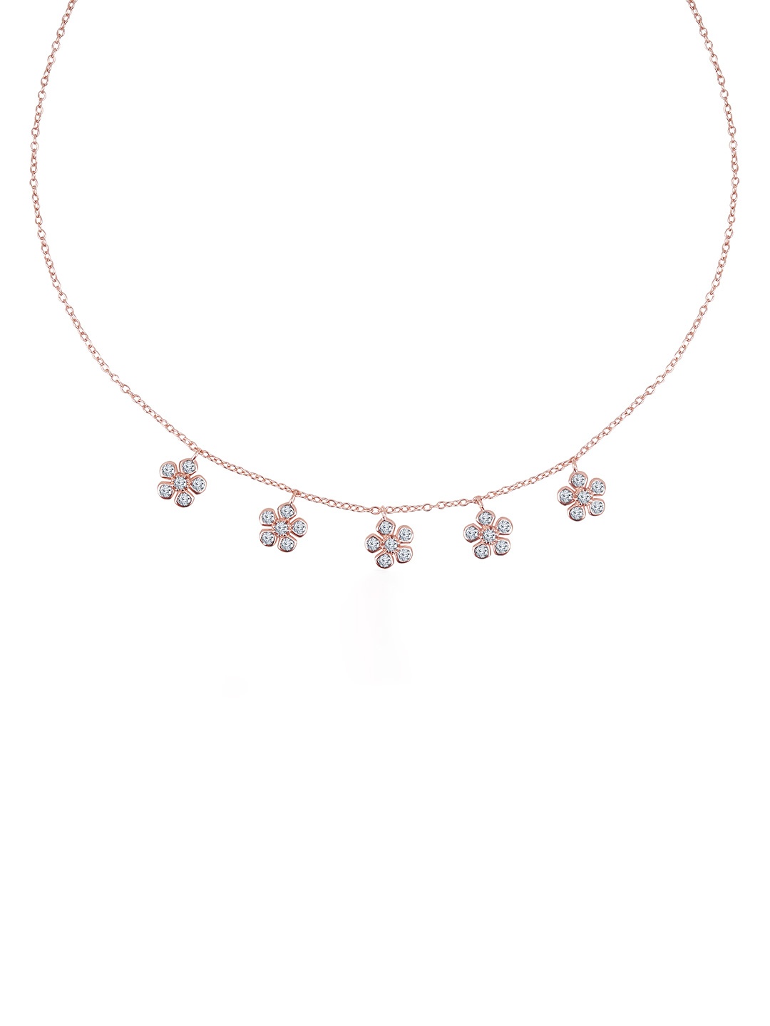 

JUPRA Rose Gold Periwinkle Flowers Charm 925 Sterling Silver Necklace