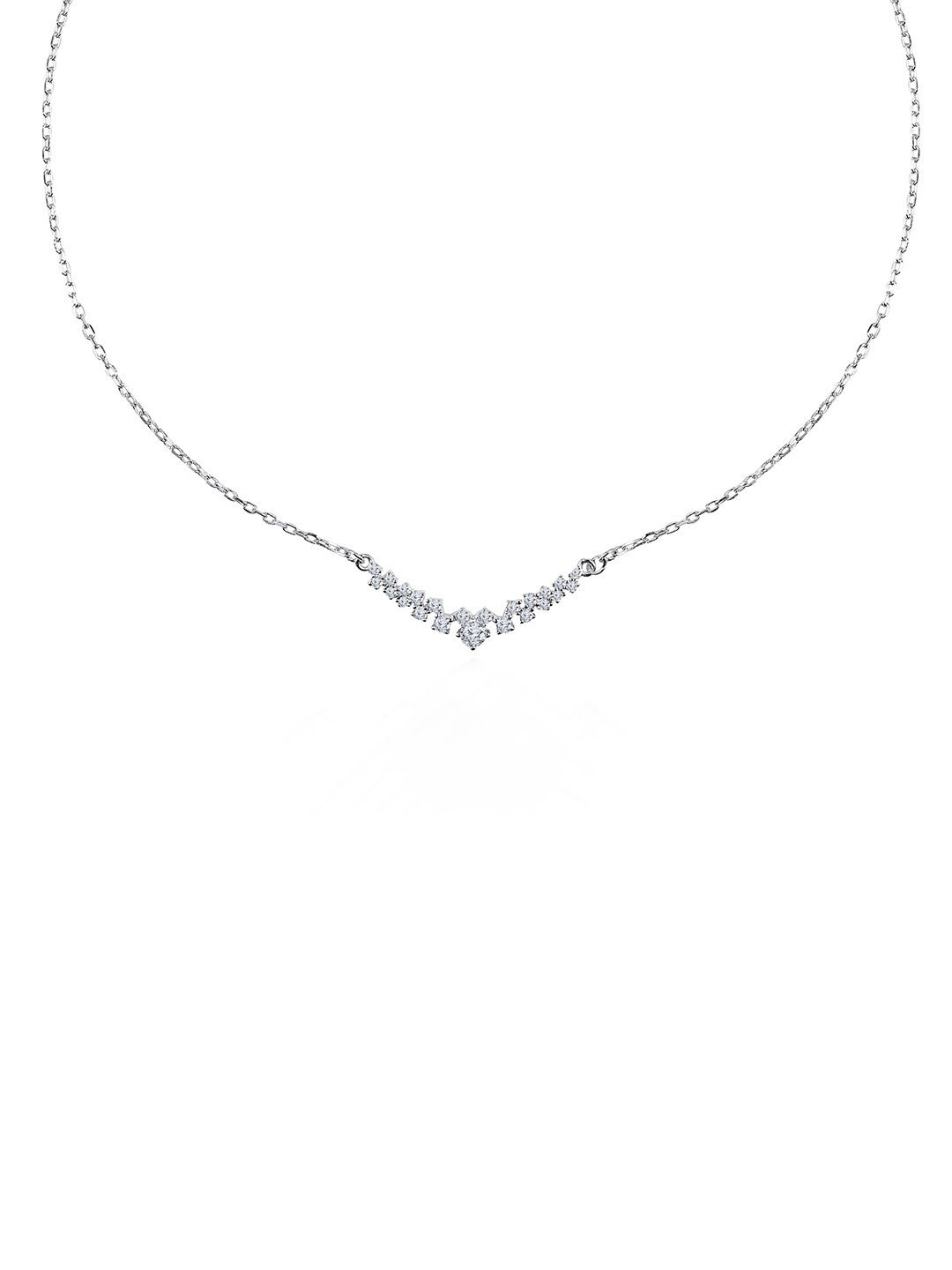 

JUPRA Silver Classic V Studded Chain Pendent 925 Sterling Silver Necklace